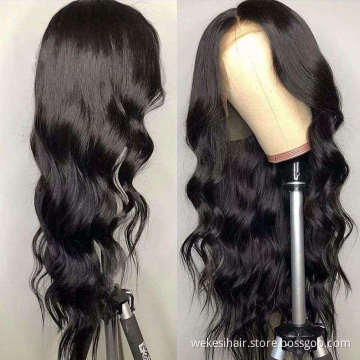 100% Brazilian Virgin Human Hair Transparent Swiss Lace Wig HD Body Wave Curly Lace Front wigs for Black Women